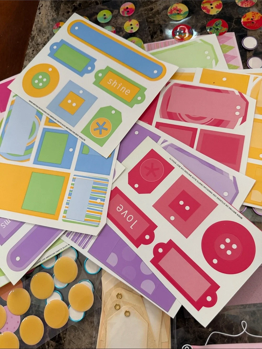 Various Dots and Tags Scrapbooking Embellishments